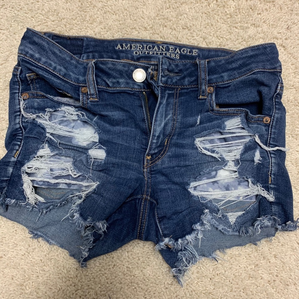 ripped american eagle jean shorts